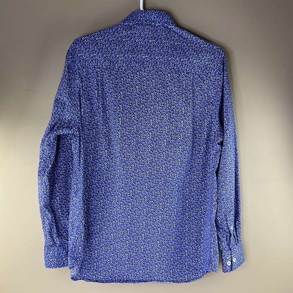 Nick Graham  blue floral modern fit button down shirt - Picture 2 of 7